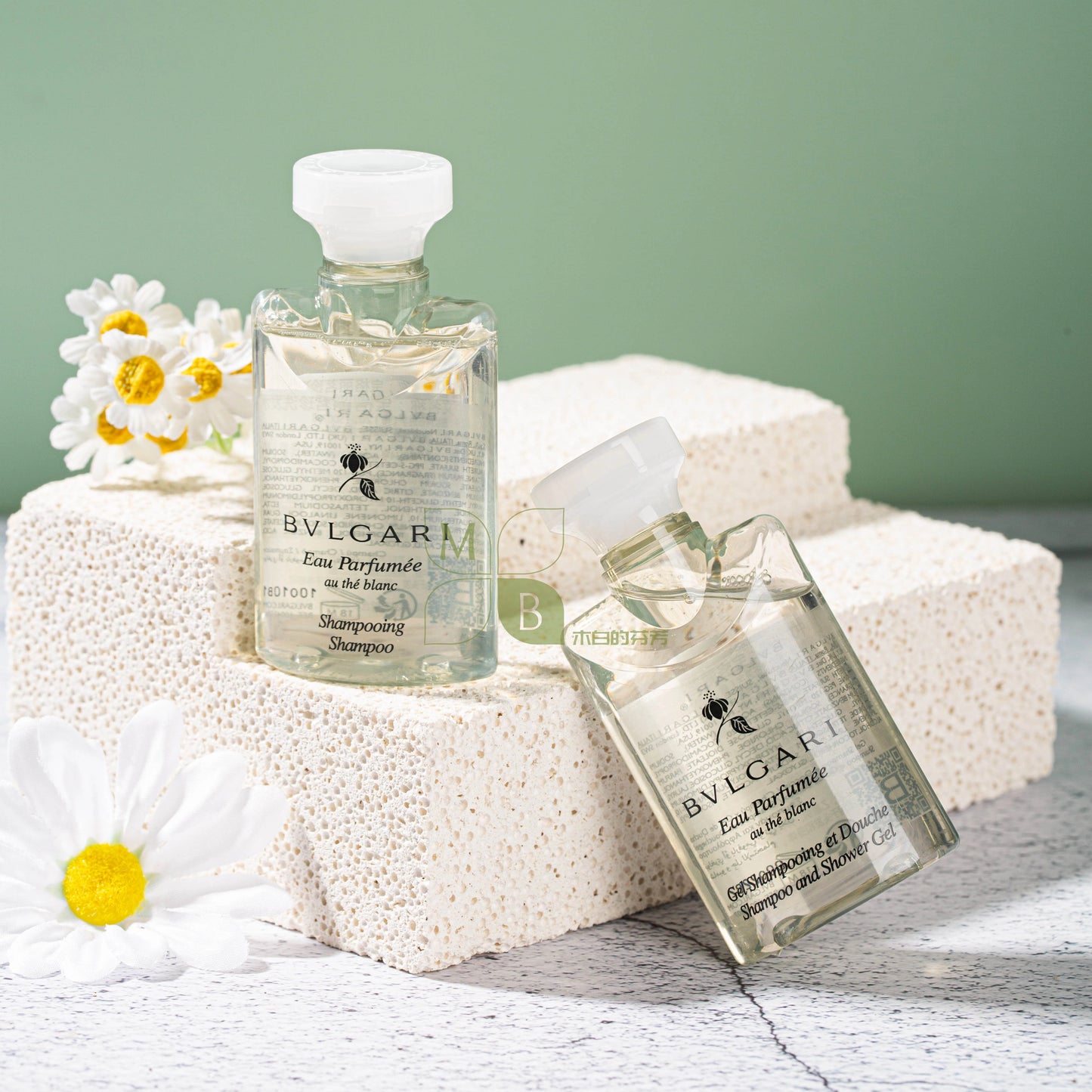 BVLGARI Shampoo & Conditioner & Body Lotion & Shower Gel White Tea 40ML