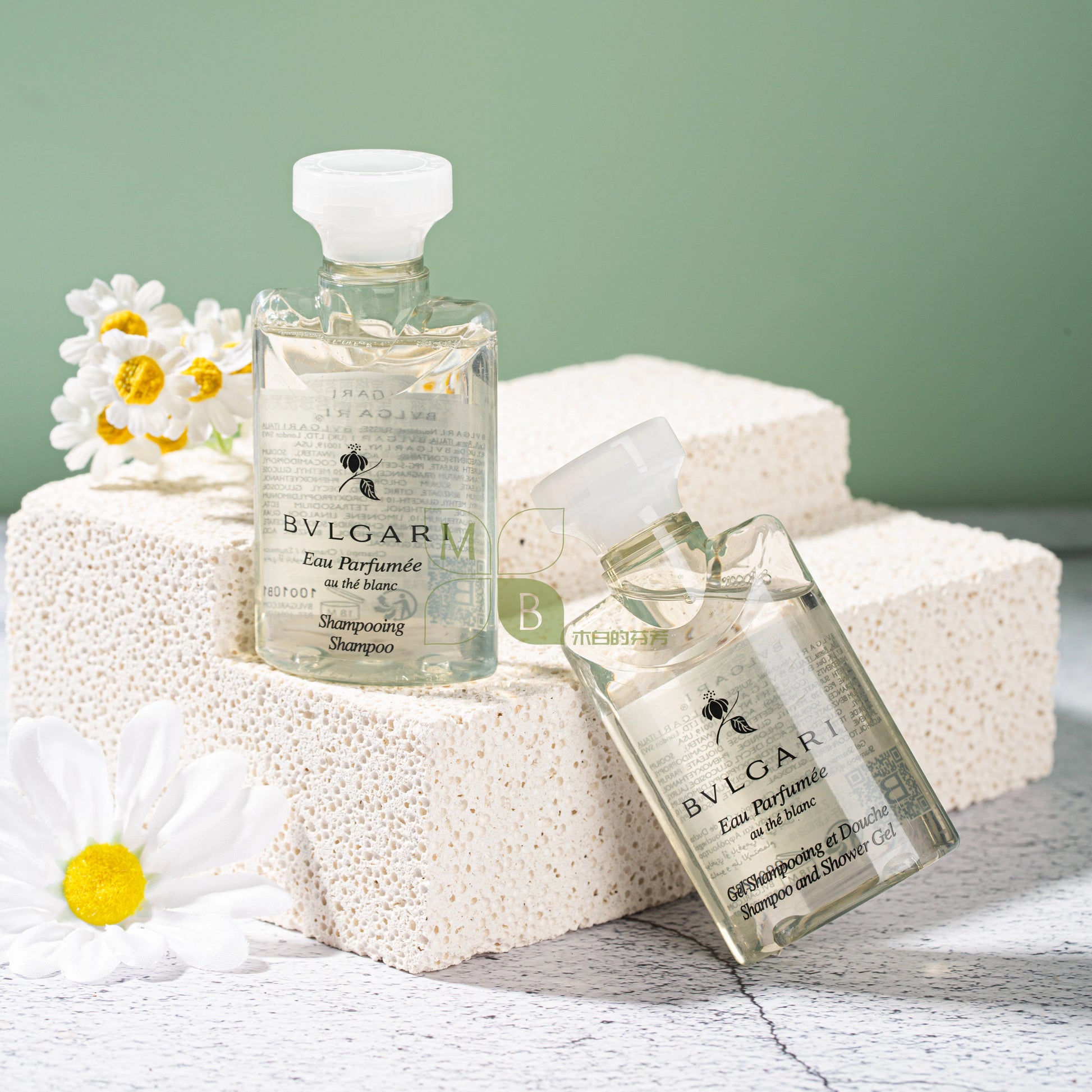 BVLGARI Shampoo & Conditioner & Body Lotion & Shower Gel White Tea 40ML